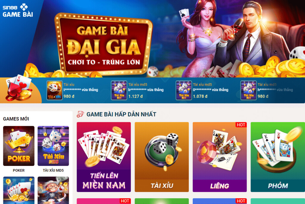 Game bài Sin88 - Sảnh chơi hấp dẫn cho mọi game thủ