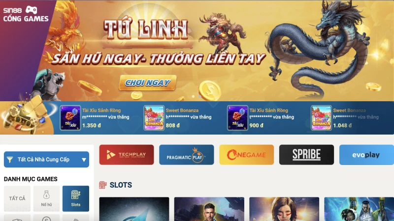 Giới thiệu sảnh game Slot Sin88